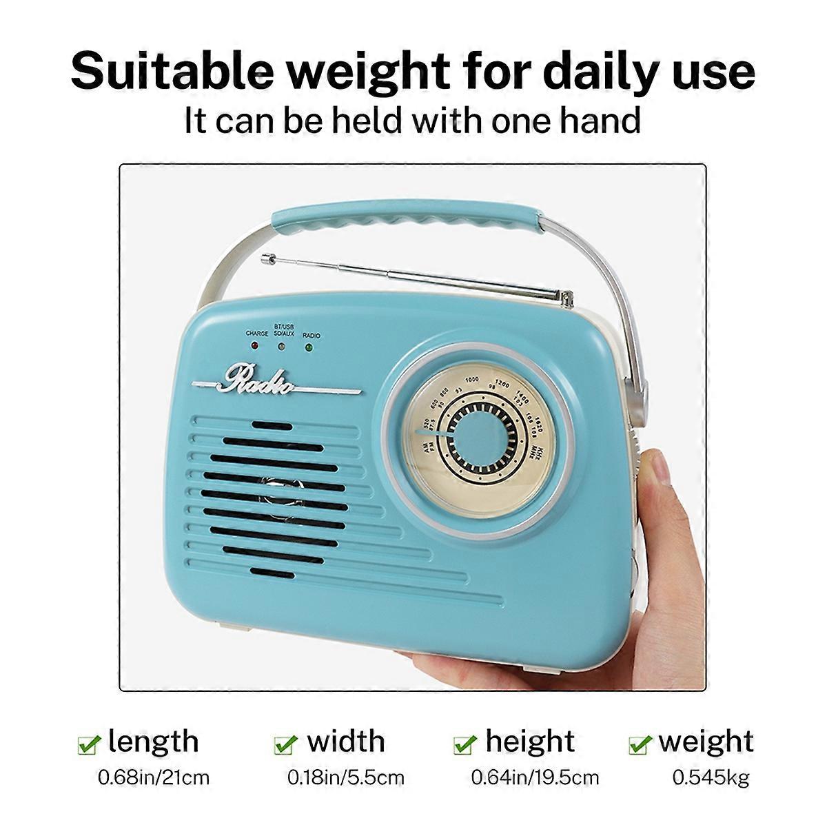 Vintage Multifunctional Bluetooth Radio Retro Design with USB BT SD FM AUX Connectivity Ideal for Ho