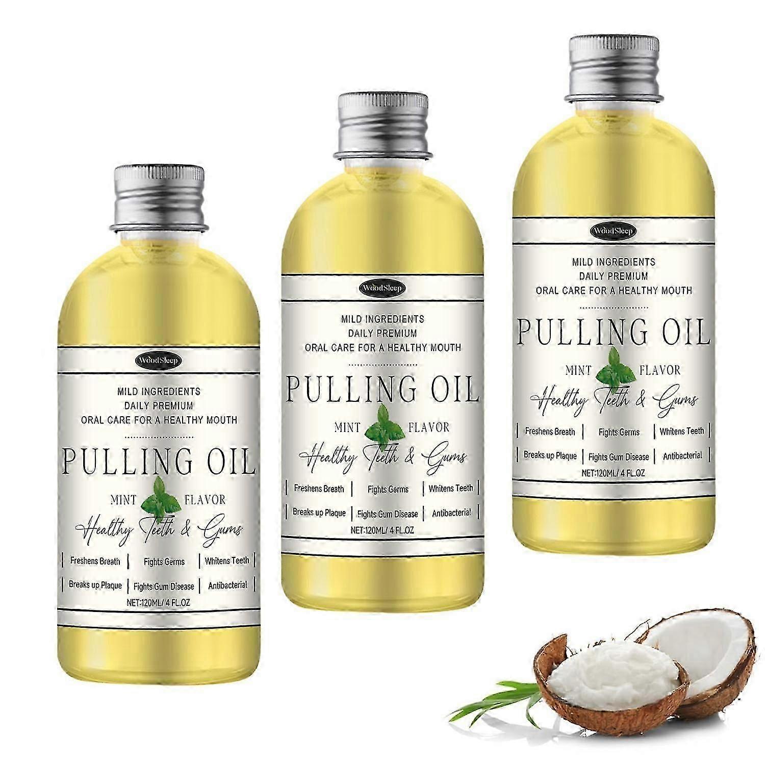 Coconut Pulling Oil, Pure Organic Coconut Oil Pulling 4 Oz Mint Flavor, Powerful Coconut Peppermint Pulling Oil for Teeth and Gum