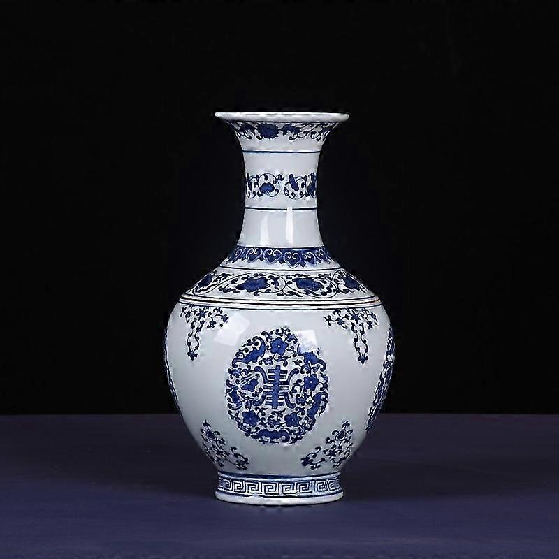 Glückverheißende Leben Blau & Weiß Vase