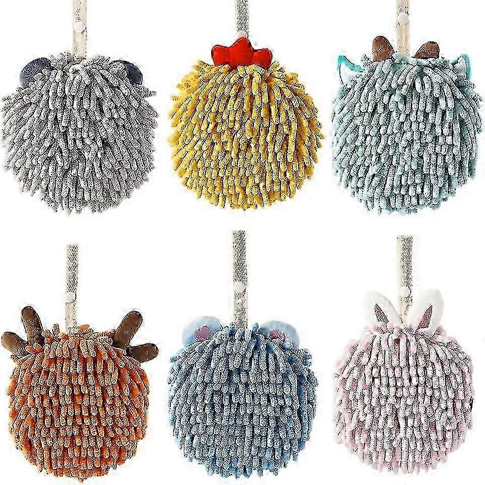 Fuzzy Ball Towel Cute Kids Chenille Hand Towels With Hanging Loop,m...