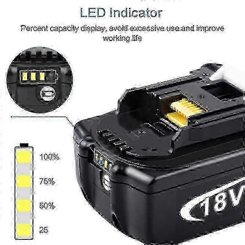 Applies to 2 Pack For Makita 18v Battery 6.0 Ah Lxt Li-ion Bl1850b Bl1830b Bl1860b Cordless,100% New