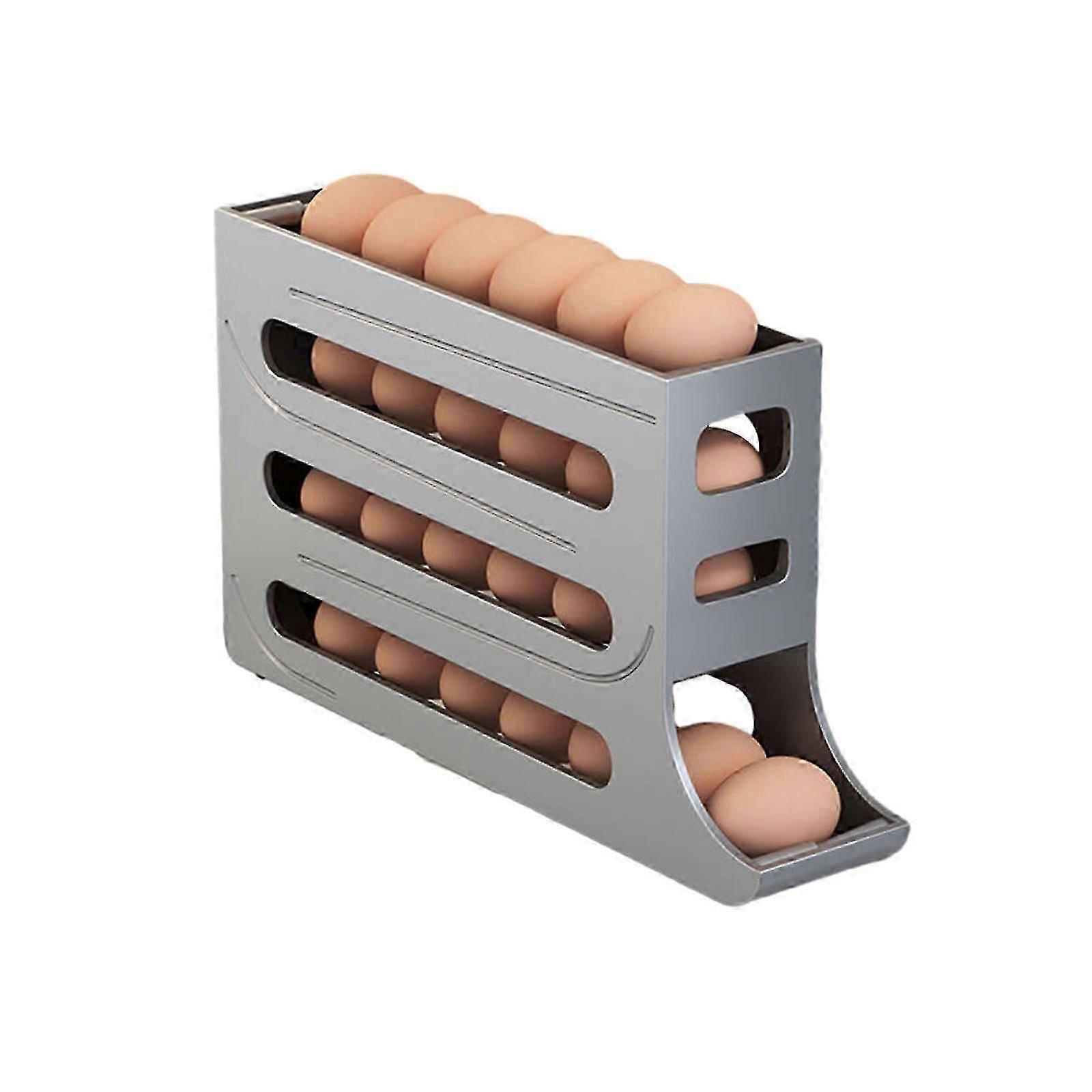 Storage Box Refrigerator 4 Tier Egg Dispenser Automatic Scrolling Egg Rack Egg Holder New