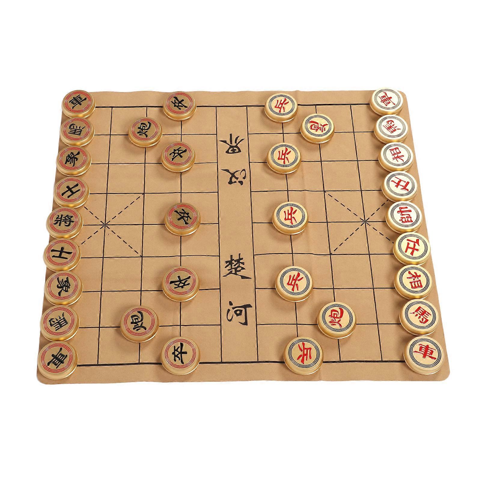 Traditional Xiangqi Set with Foldable Board 61x54cm, Gold Box