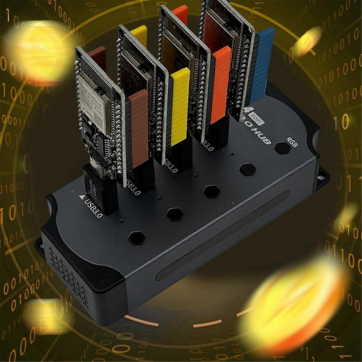 NerdMiner Hub 1500KH/S Solo Lottery Miner 4X370KH/S Miner Combo Kit Bitcoin  BTC Miner Asic