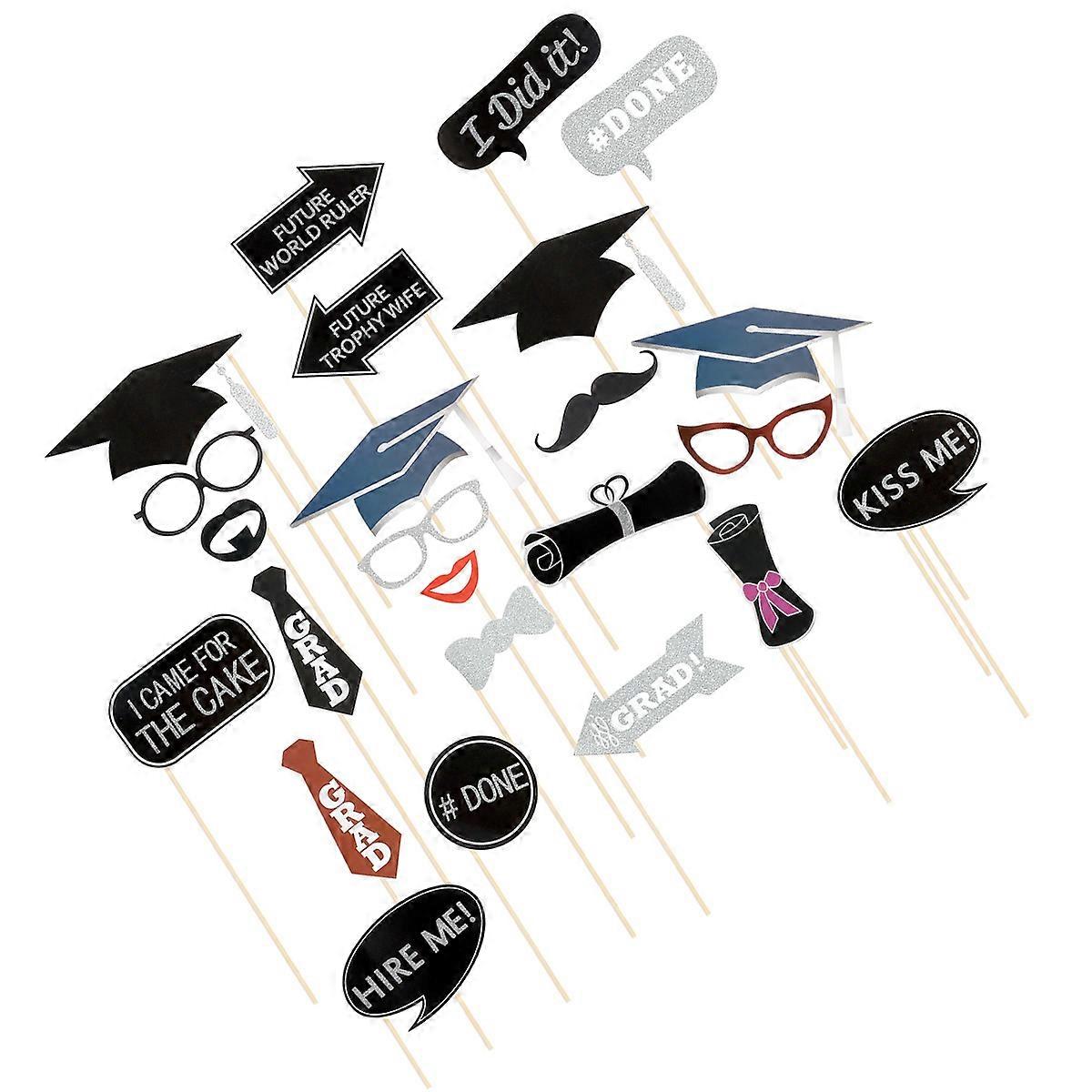 Assorted Color Photo Booth Props Kit with 24 Pieces for Photographing Parties and Weddings Simple
