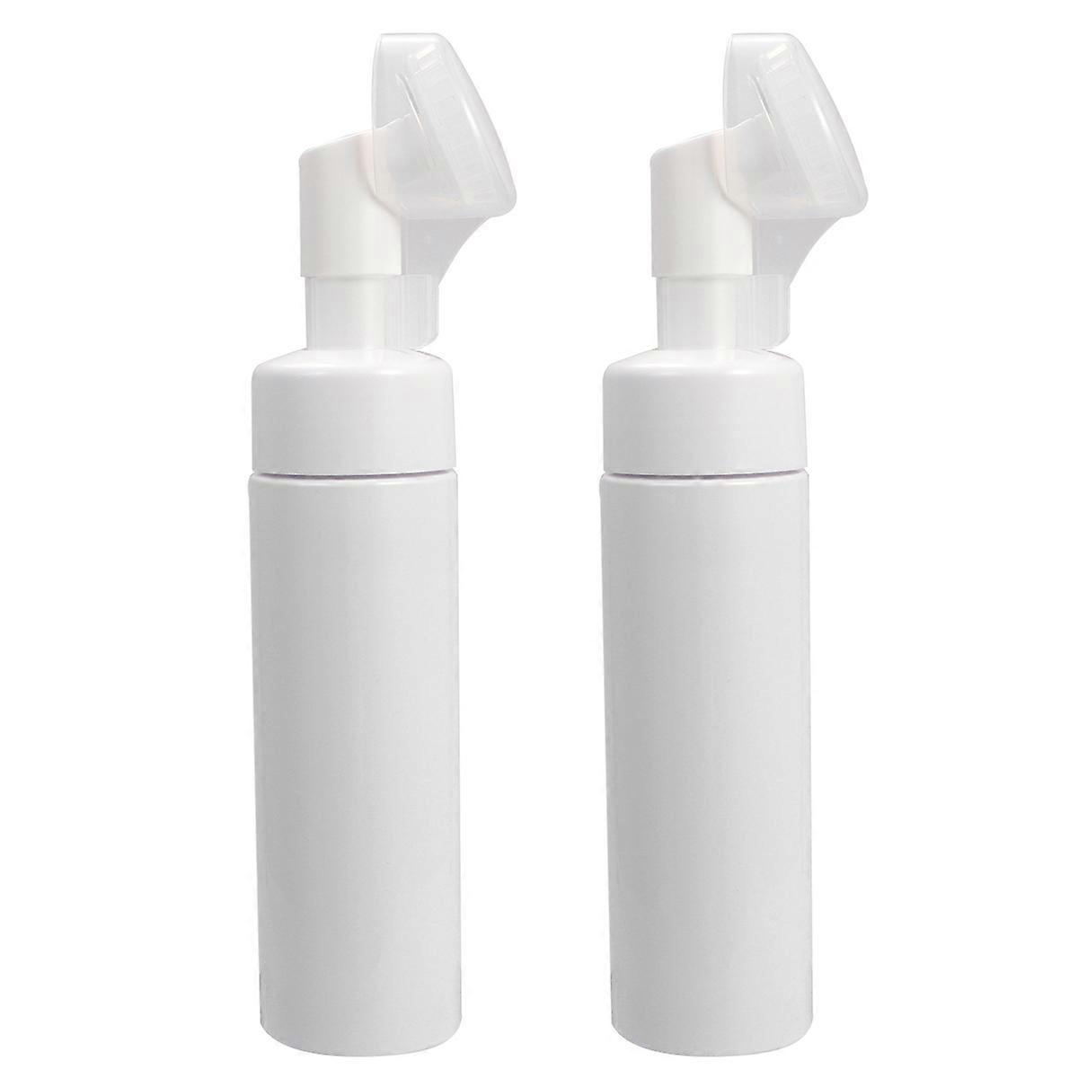 Portable Cosmetics Bottle with Brush Head for Travel Made of Durable Plastic 200ml White