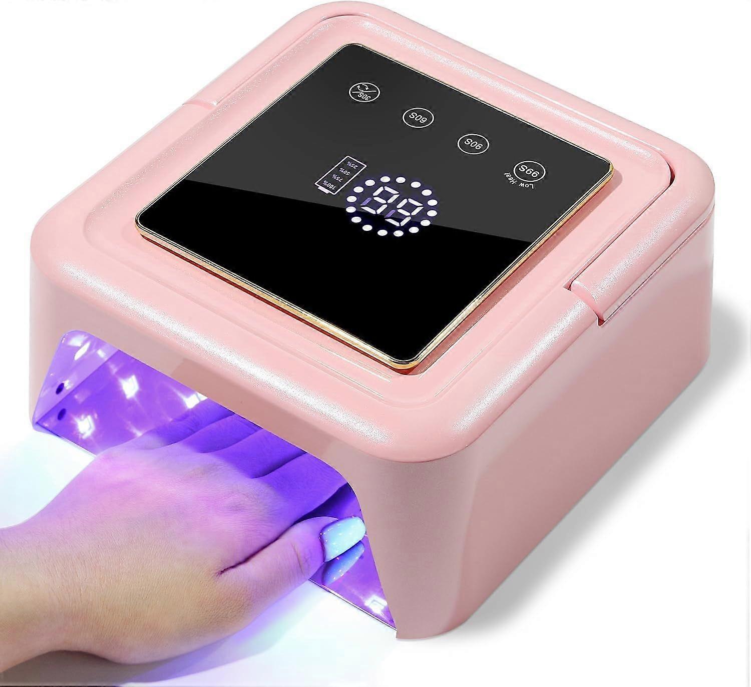 Cordless Nail Lamp - UV Light for Gel Nails Drying Lamp with 4 Timers 72W LED Nail Light Fast Curing Nail Dryer - pink