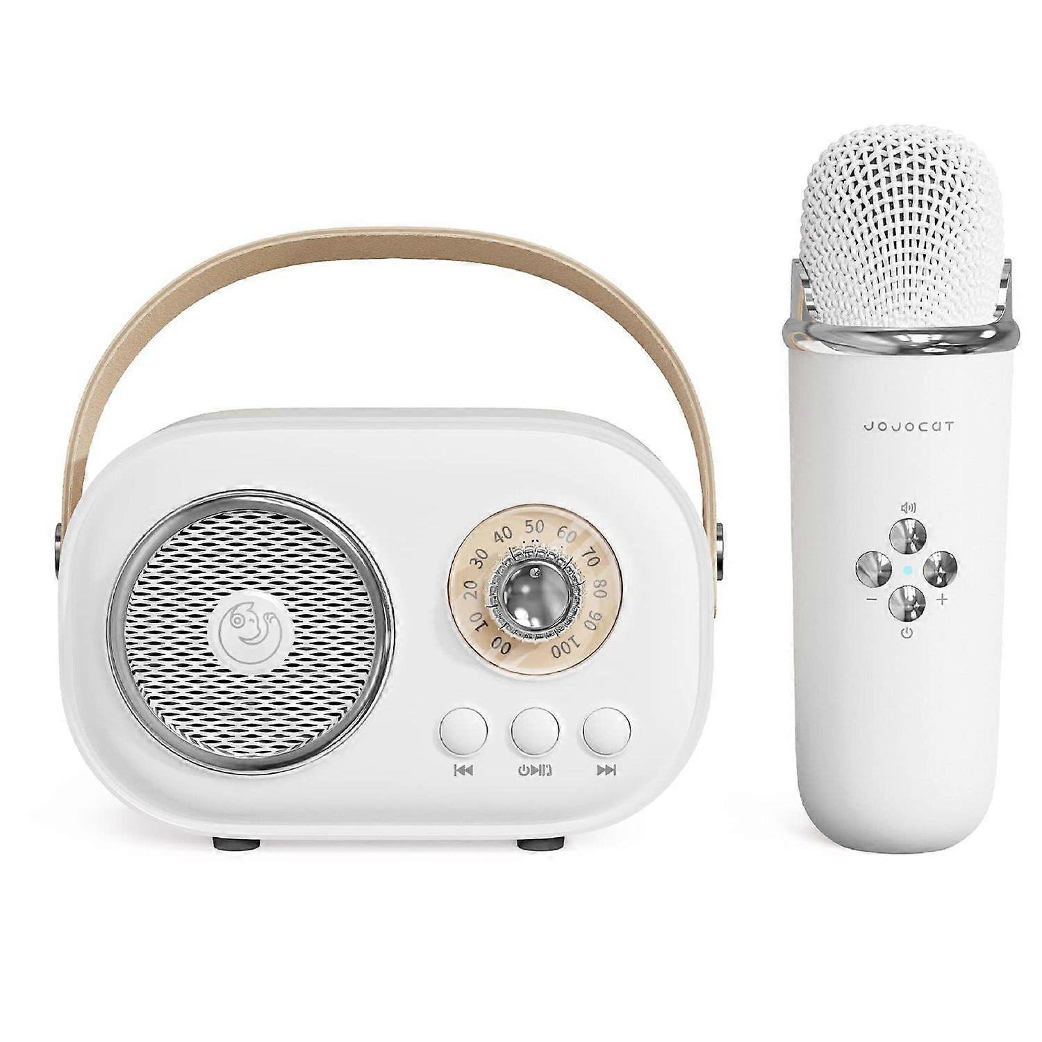 Mini Karaoke Machine, Karaoke Machine for Kids and Adults, Cute Karaoke with Microphone, Portable Bluetooth Speaker for Party Use(White)