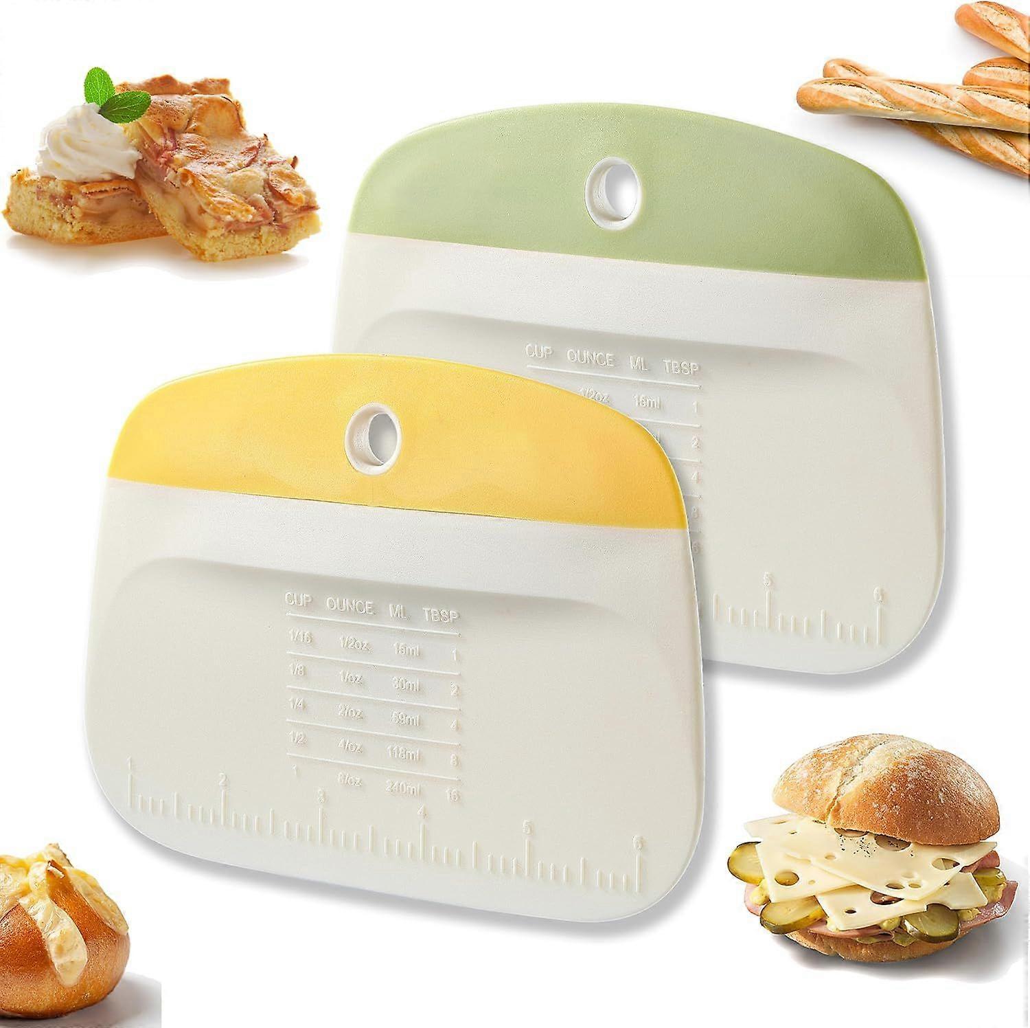 2PCS Bowl Scraper, Little Cook Bench Dough Bread Scraper, Premium Plastic Dough Cutter, Multipurpose Kitchen Food Scraper for Bread, Dough, Pastry, Ca