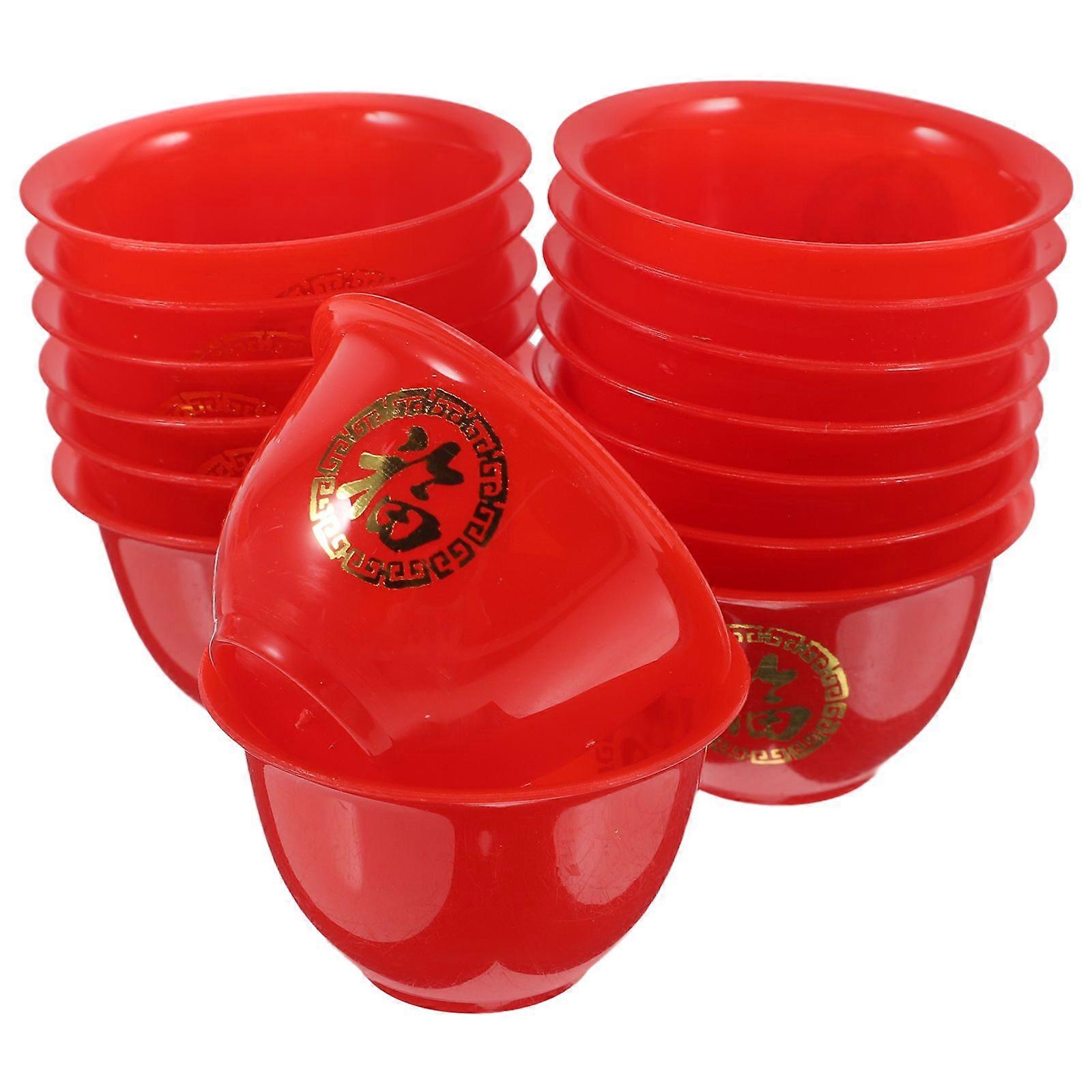 50pcs Chinese Themed Wine Cups Plastic Mini Proposing a Toast Cups Red Wine Cups