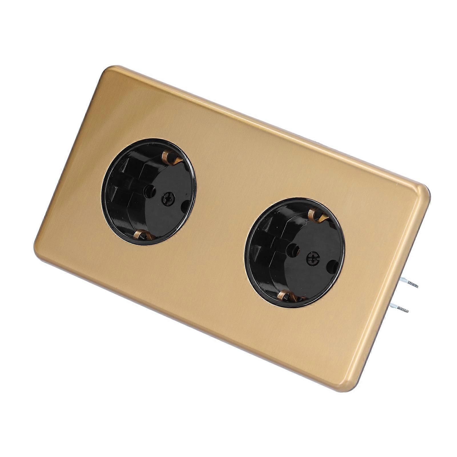 German Style Double Plug Socket 250V 16A Stainless Steel Panel