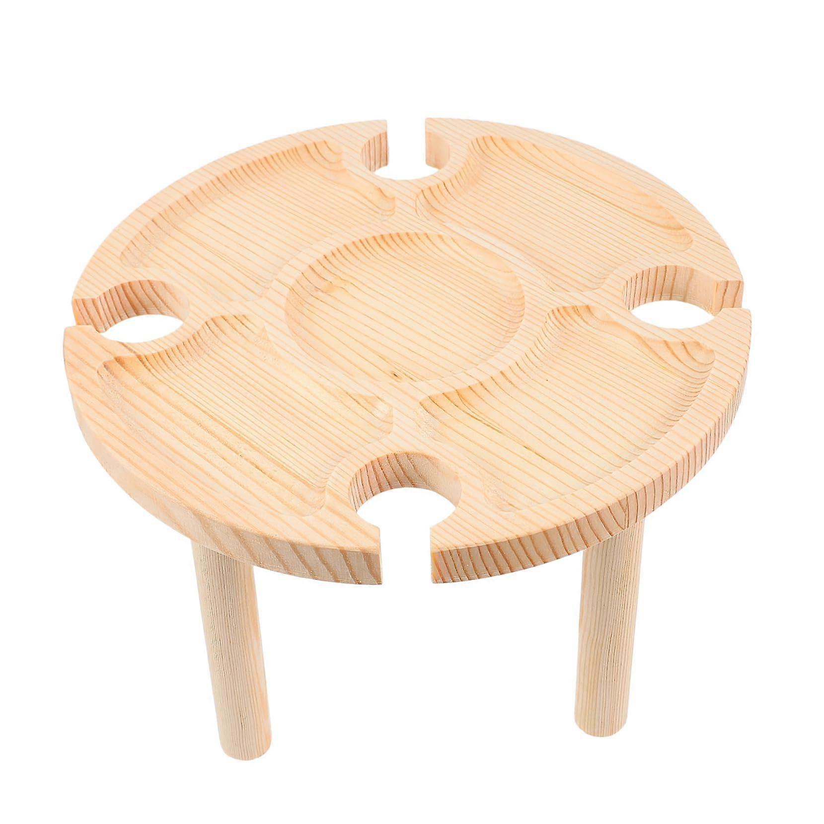 1pc Portable Wood Snack and Wine Table for Outdoor Picnics, Camping and Backyard Gatherings, Compact Easy Storage