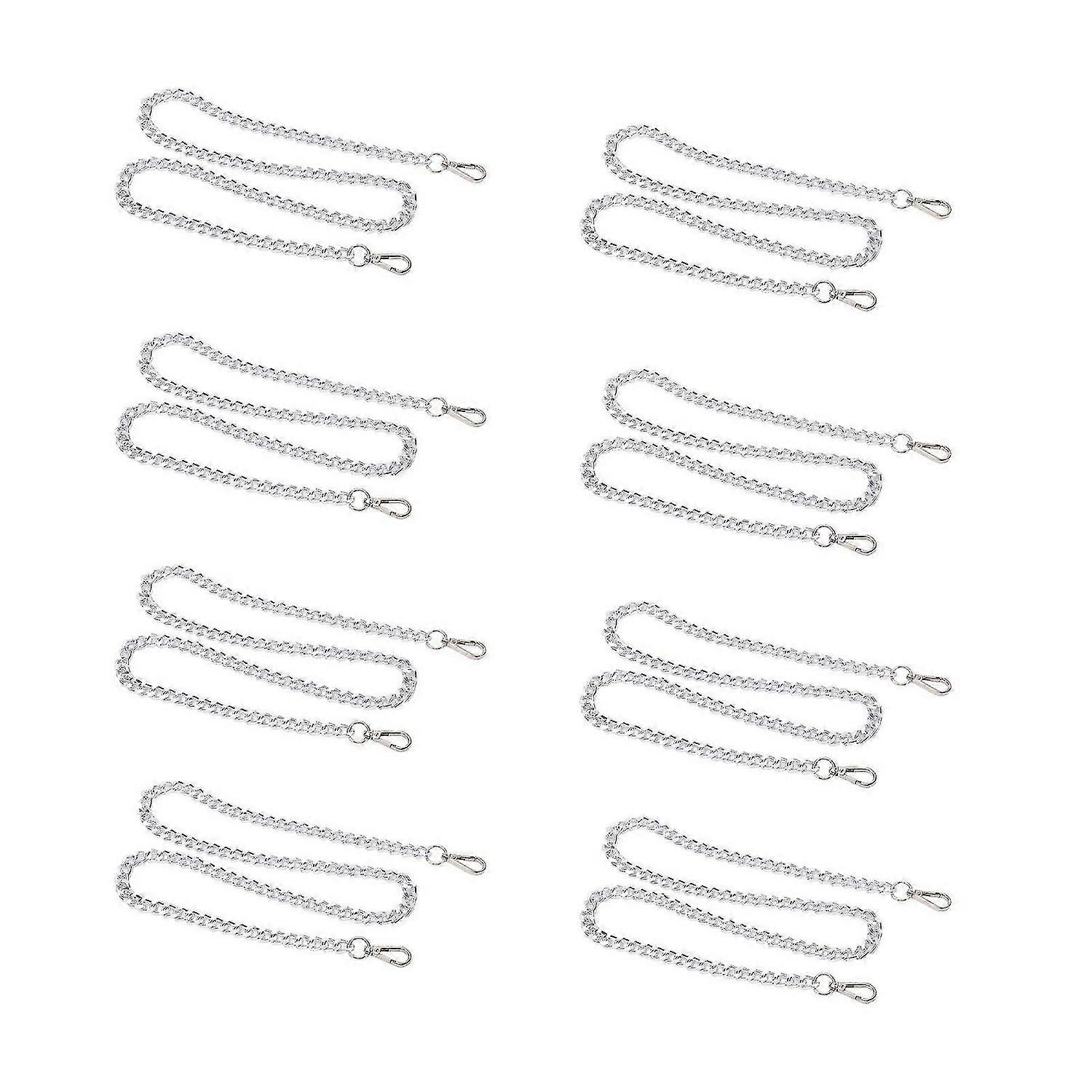 2025 Latest Model 8Pcs Aluminum Curb Chains 39.4in Long Exquisite Silver