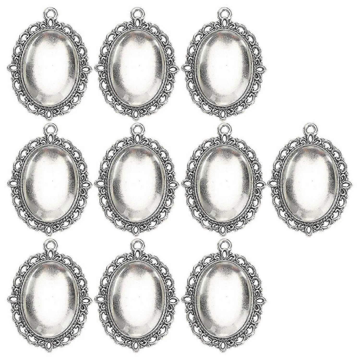 2025 أحدث طراز 10 مجموعات زجاج التصحيح قلادة صواني بيضاوية زجاج كابوشون واضح