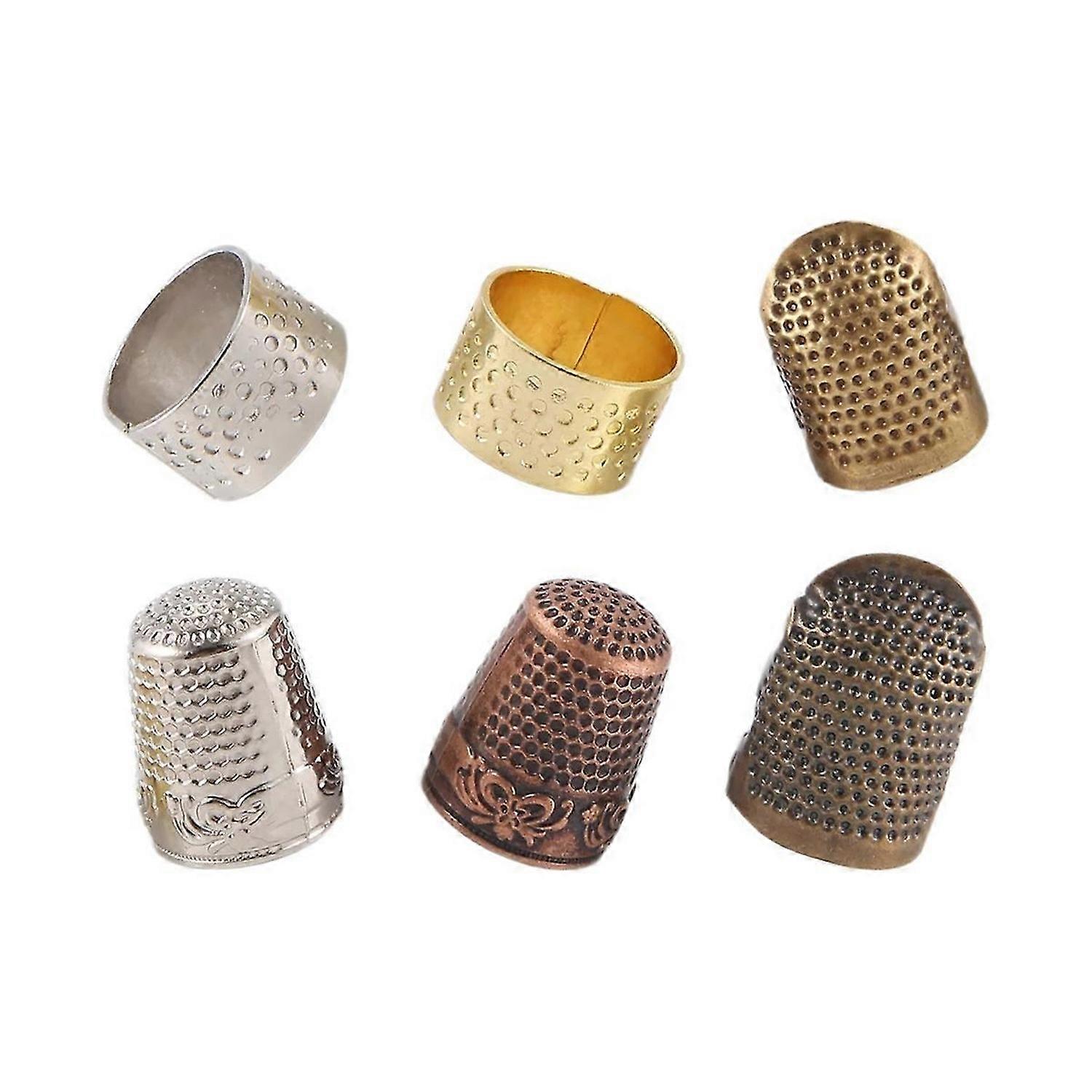 6 Pieces Sewing Thimble Finger Protector,Adjustable Metal Finger