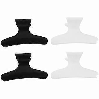 4-Pack Styling Hair Clamps in Black and White for Salon Use