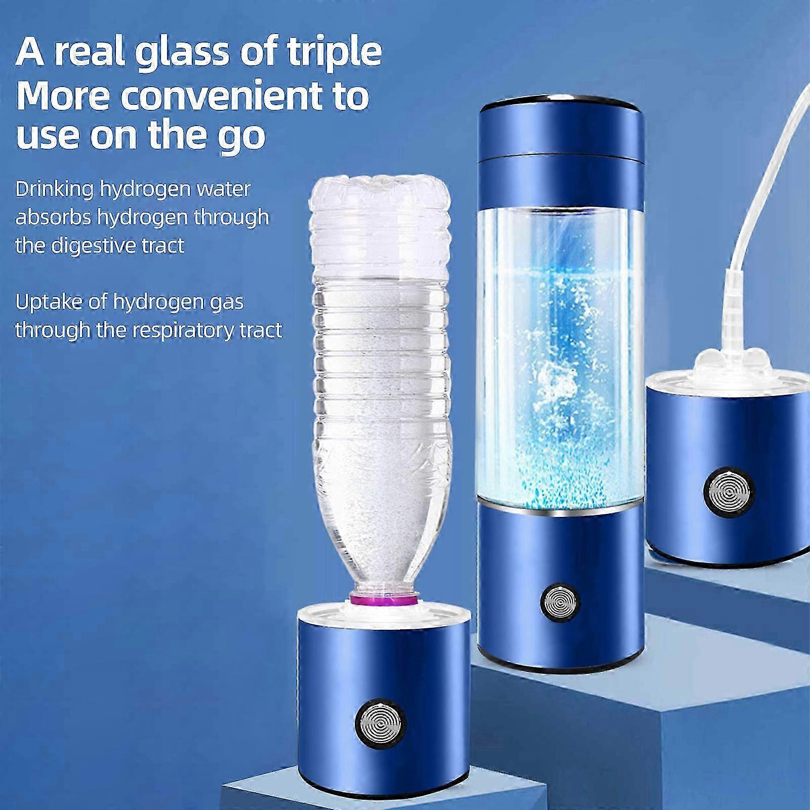 Portable Hydrogen Water Bottle Generator - Hydrogen Water Ionizer Machine with PEM and SPE Technology USB Rechargeable Hydrogen Water Generator for H