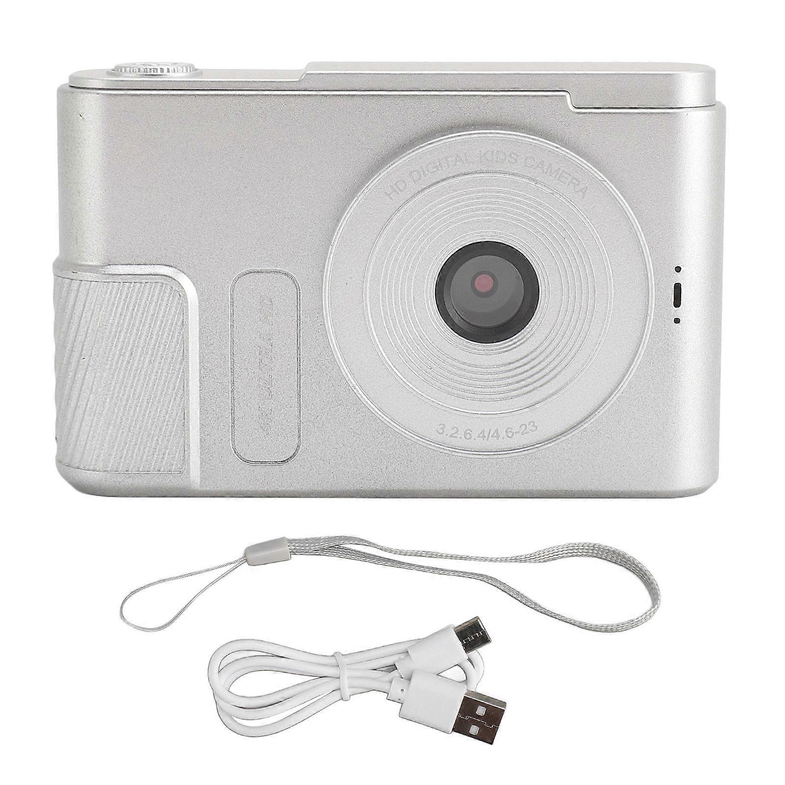 Digitalkamera 48MP 4K 16x Digital Zoom 2,4 Tums Skärm Bärbar Kompaktkamera För Barn Studenter Vlog Silver
