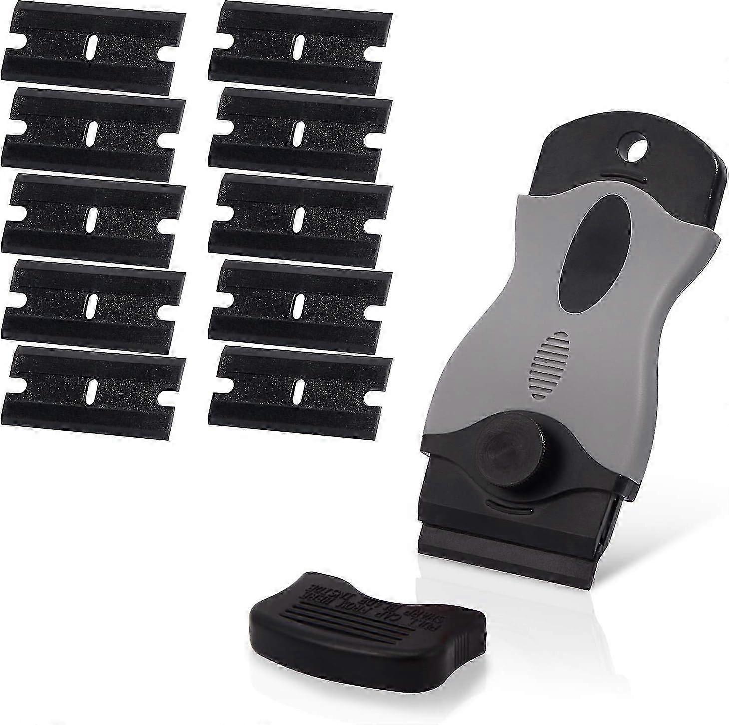 Glass Scrapers, Glass Scraper Ceramic Scraper Plate with 10 Plastic Squeegees, for removing labels, glue, paintStickers and Decals, Window Cleaning