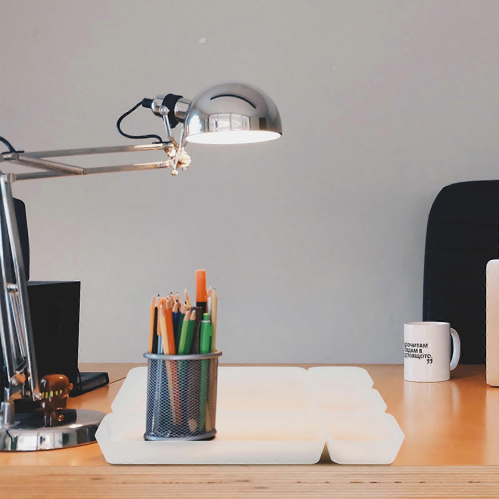 Storage Boxes Organizer for Office Desk Bathroom Abs White Material Space-Saving Use 1 Set
