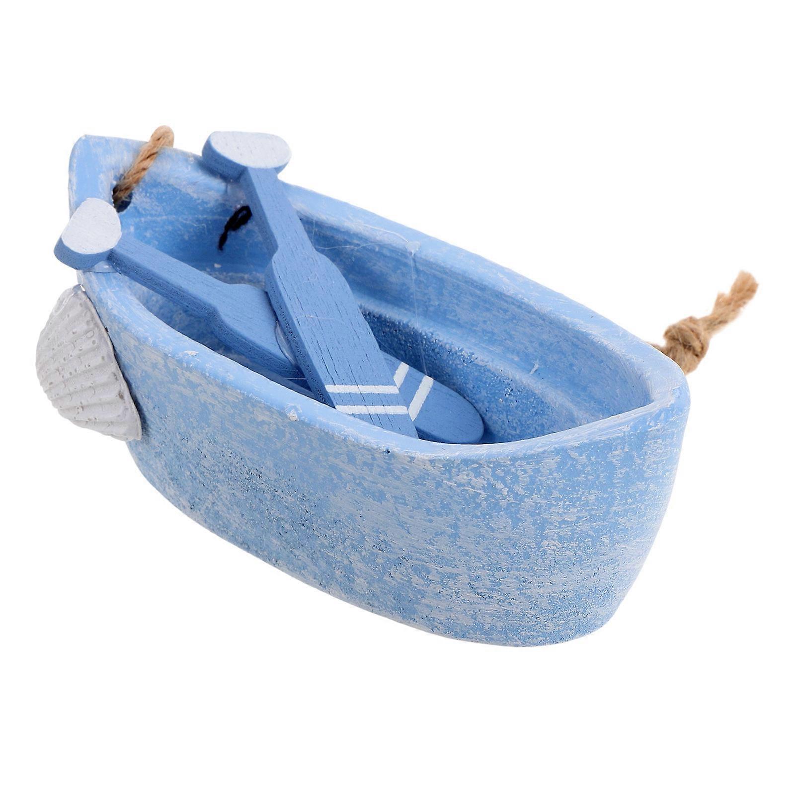 Miniature Boat Model Ocean Style for Decor with Wood and Rope