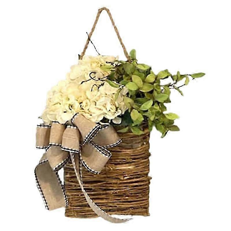 Spring Wildflower Door Hanging Basket Wreath Spring Welcome Sign Easter Day for Front Door, Easter D