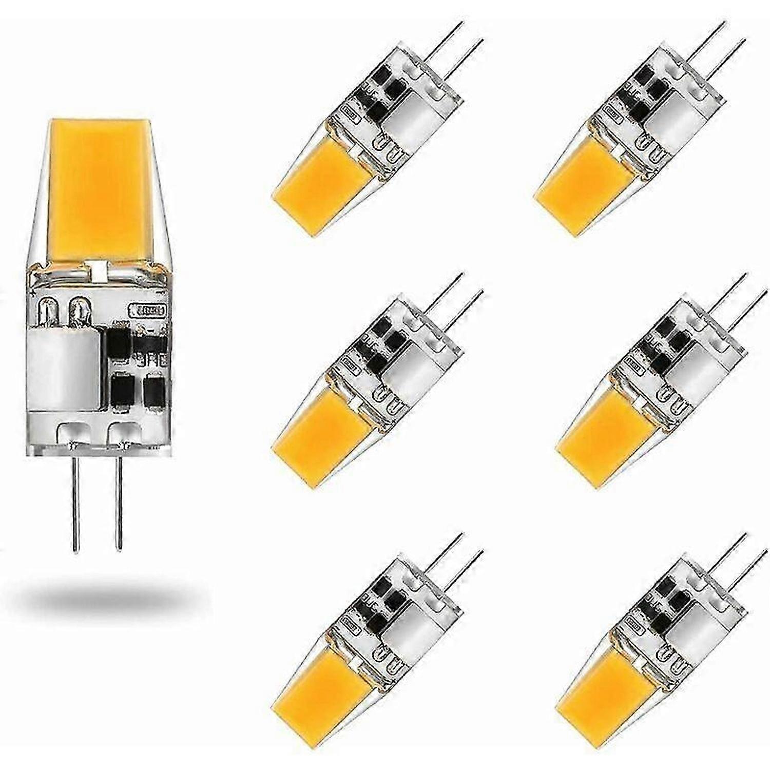 G4 LED Bulb AC/DC 12V 5W G4 LED Lamps Warm White 3000K Lighting Bulbs 50W Equivalent Halogen Lamp 360 Beam Angle No Flicker, Pack of 6,Warm White 3000