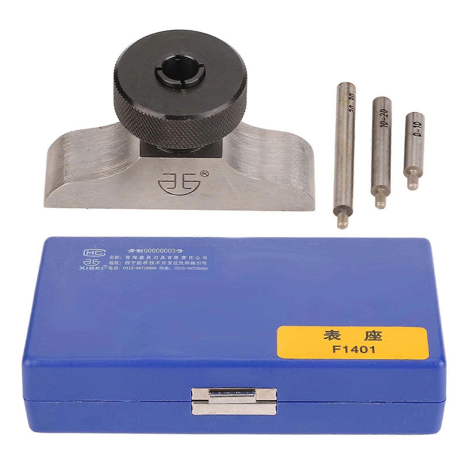 Depth Dial Indicator Base Hardened Stainless Steel Depth Micrometer Stand with 3 Pcs Extension Rods 63x17mm/2.5x0.7in