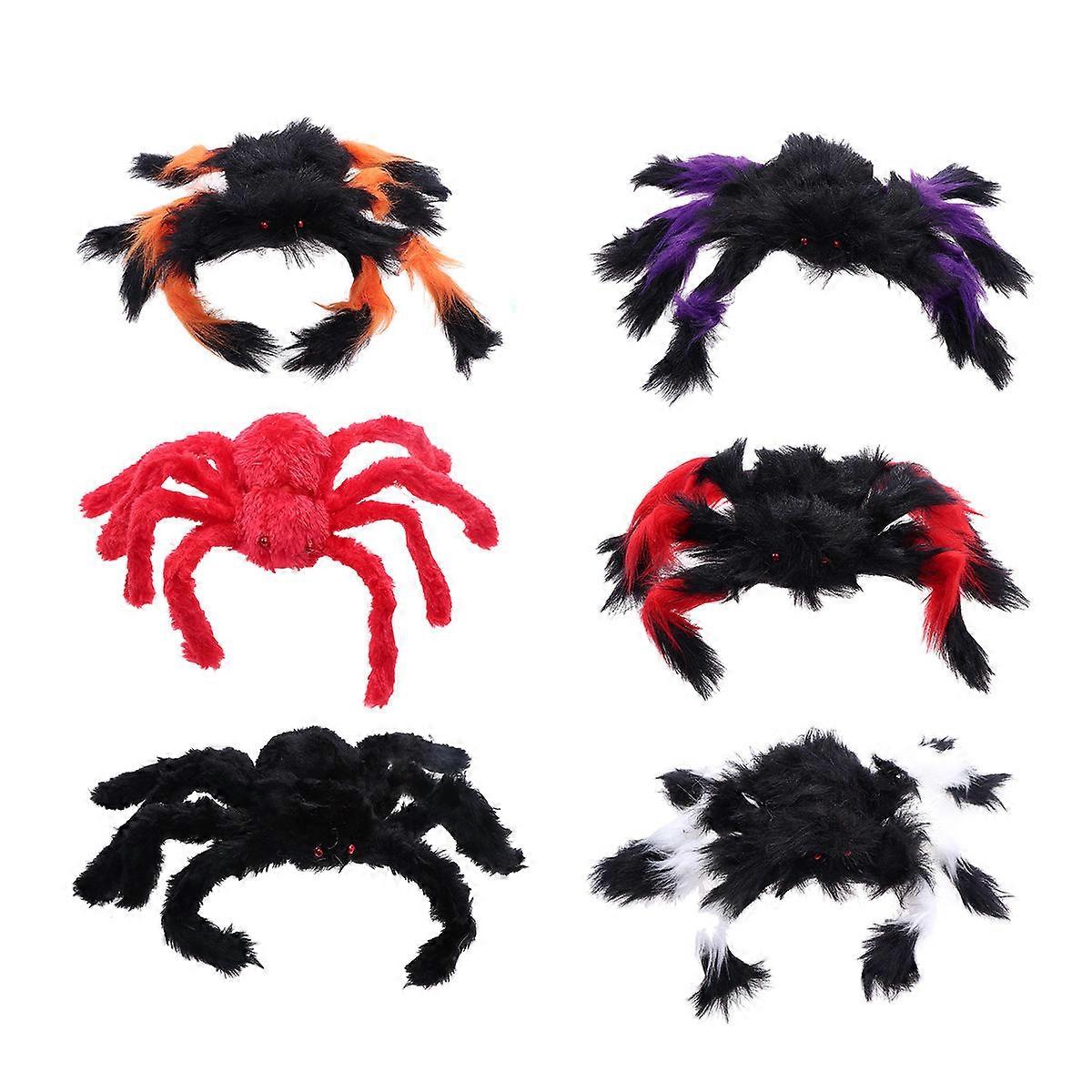 Prank Spider Simulation Halloween Decor with 6Pcs Assorted Colors