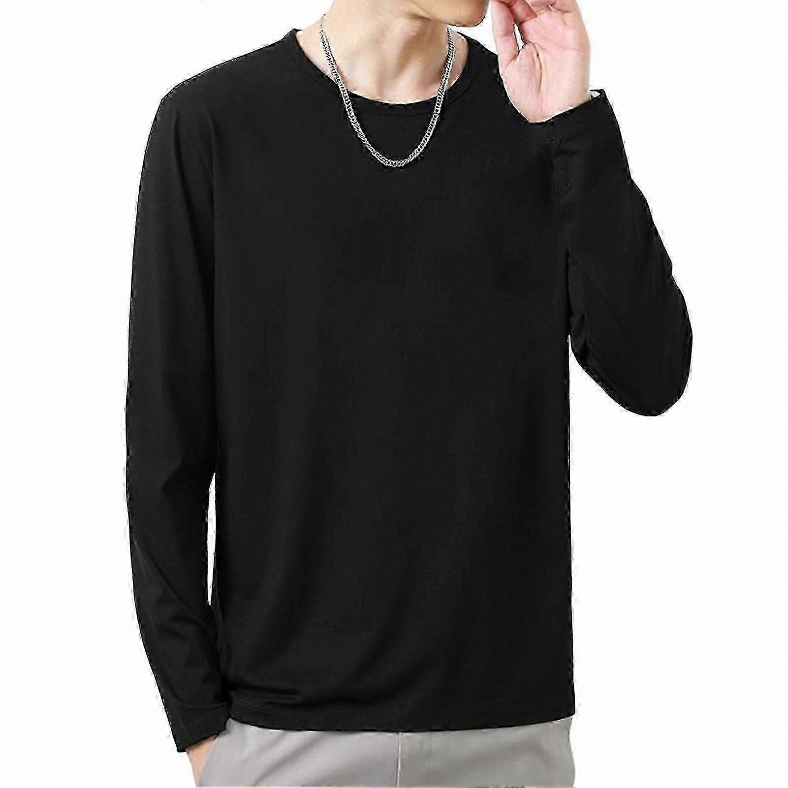 Men's Long Sleeve Crewneck Basic Tee - Durable Autumn Layering Essential Top
