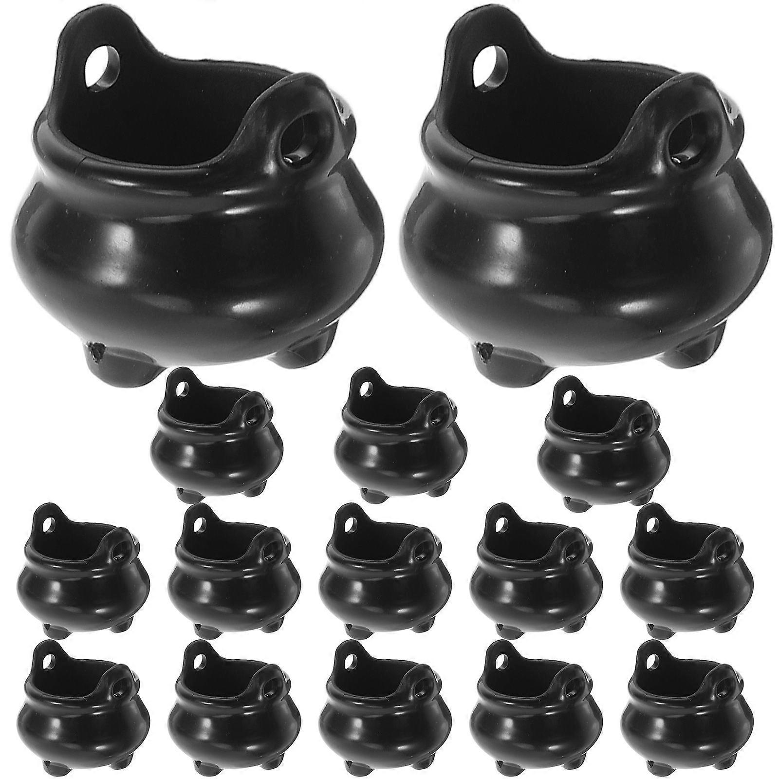 15pcs Tiny Cauldron Ornaments Halloween Cauldron Decorations Micro-landscape Ornaments