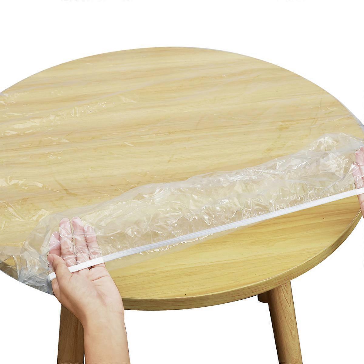 Round Tablecloth Elastic Transparent PVC Waterproof Oil-Proof Table Protector Cover Home Fitted Dinning Table Covers 3 Size