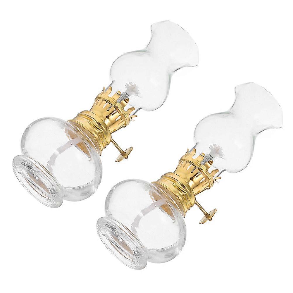 Glass Kerosene Lamp Small Vintage Oil Lamp for Lighting 4Pcs Set