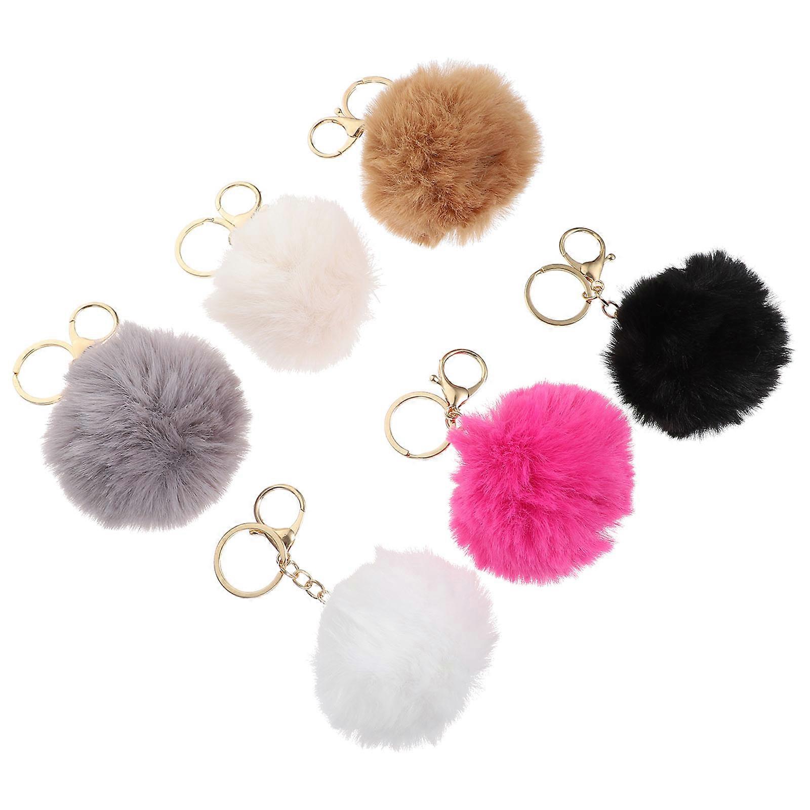 Fluffy Ball Keychains for Decoration Use with Bag Pendants 6Pcs