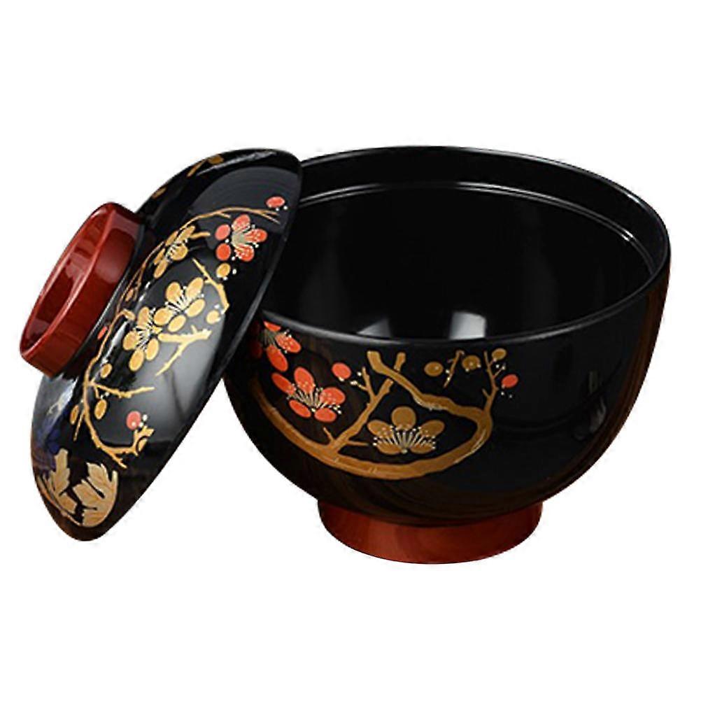 Soup Bowl Japanese Miso Soup Bowl With Lid Heat Resistant Food Storage 1Set