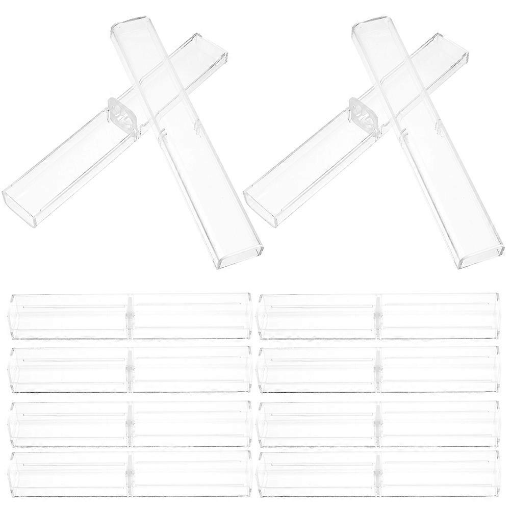 Clear Pen Holders Transparent Plastic Storage Containers Square Design For Office Use Business Trip 50Pack