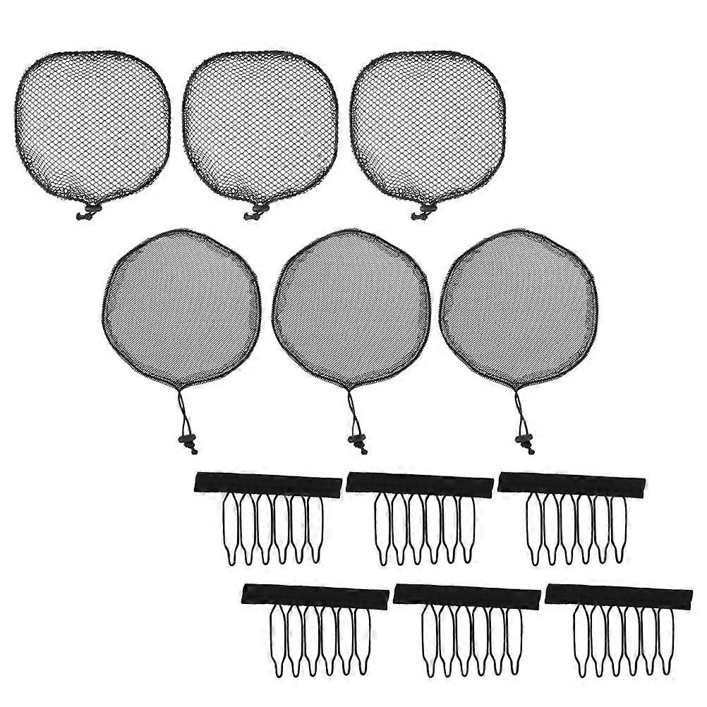 Wig Caps 2 Sets Black Adjustable Size Elastic Drawstring Ponytail Hairdressing Tools Perfect For Various Occasions
