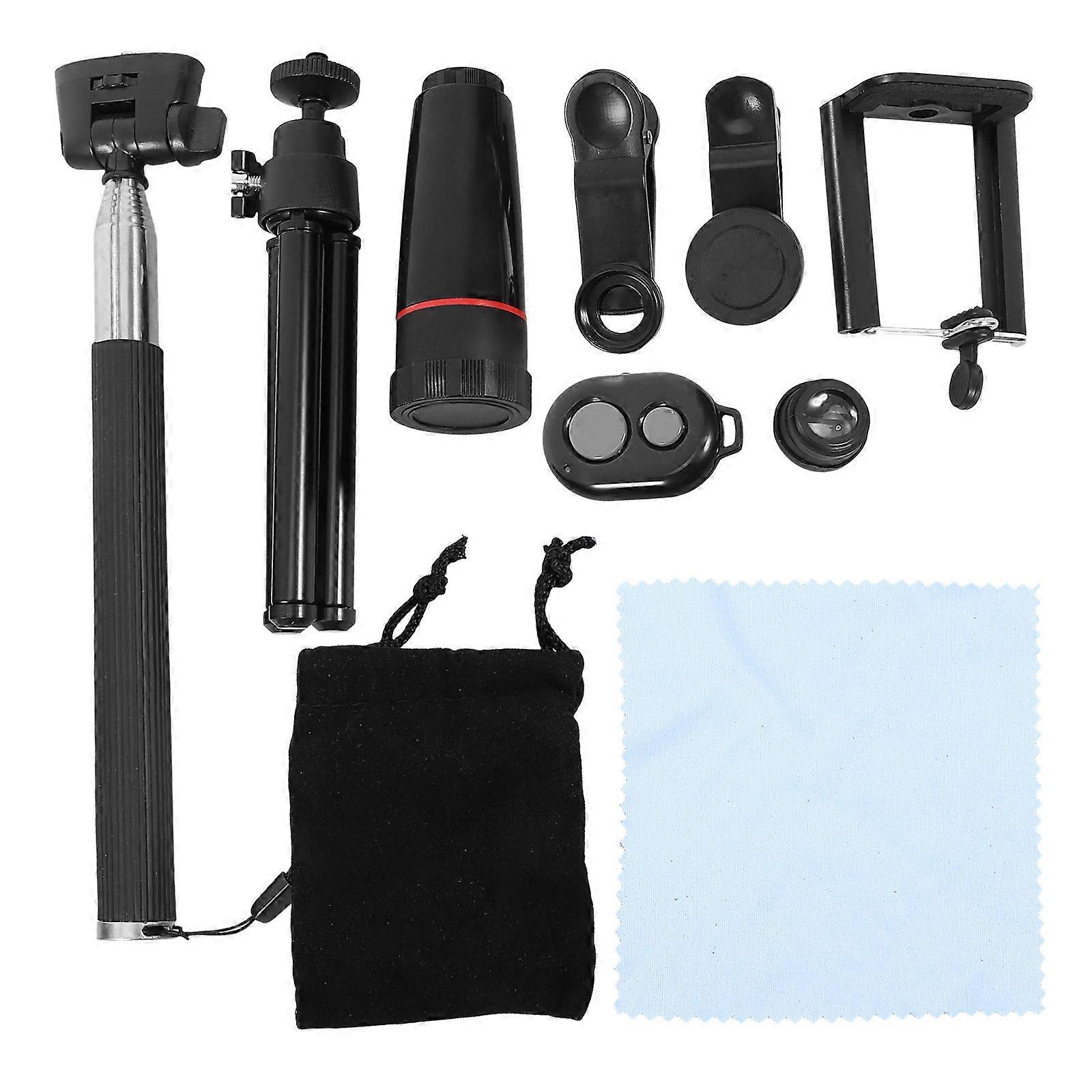 12 X Camera Lens 10 in 1 Fish Eye Wide Angle for Phone 3Pcs Black