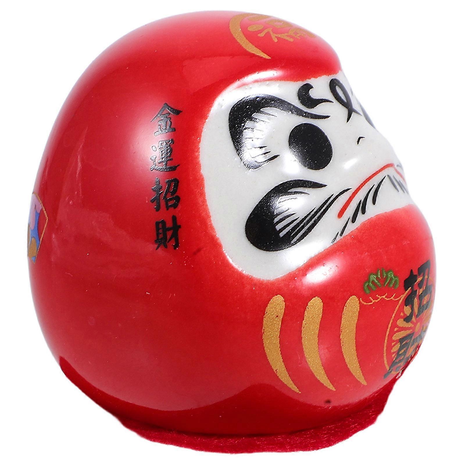 Traditional Figurine 4Pcs Ceramic Good Luck Doll For Home Office And Car Decor In Mini Size Red Color And Feng Shui Symbol