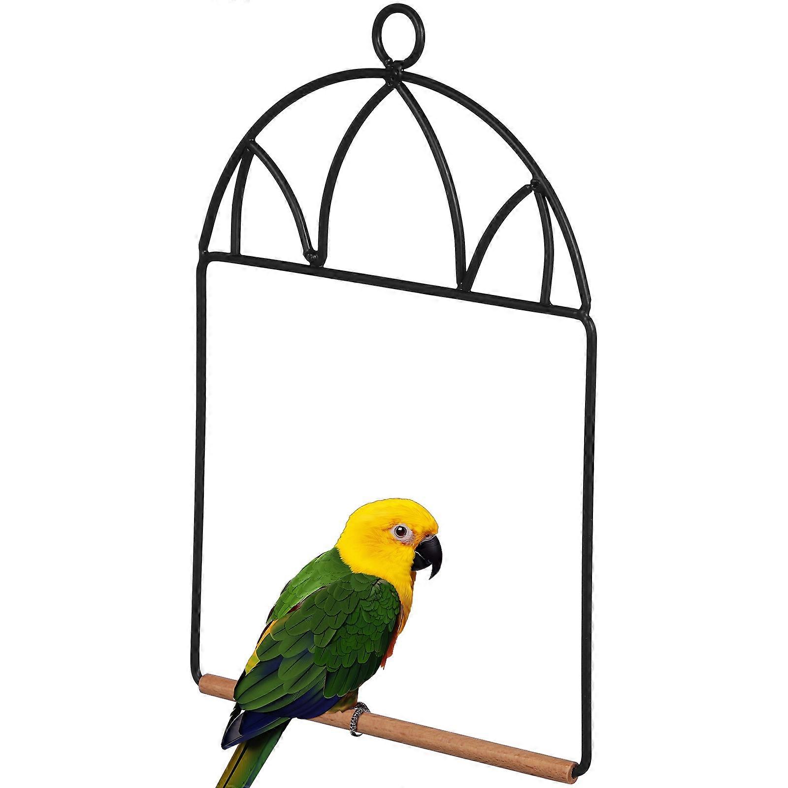 Bird Perch Stand 3Pcs for Pet Use Portable Bird Swing Black Iron Wood