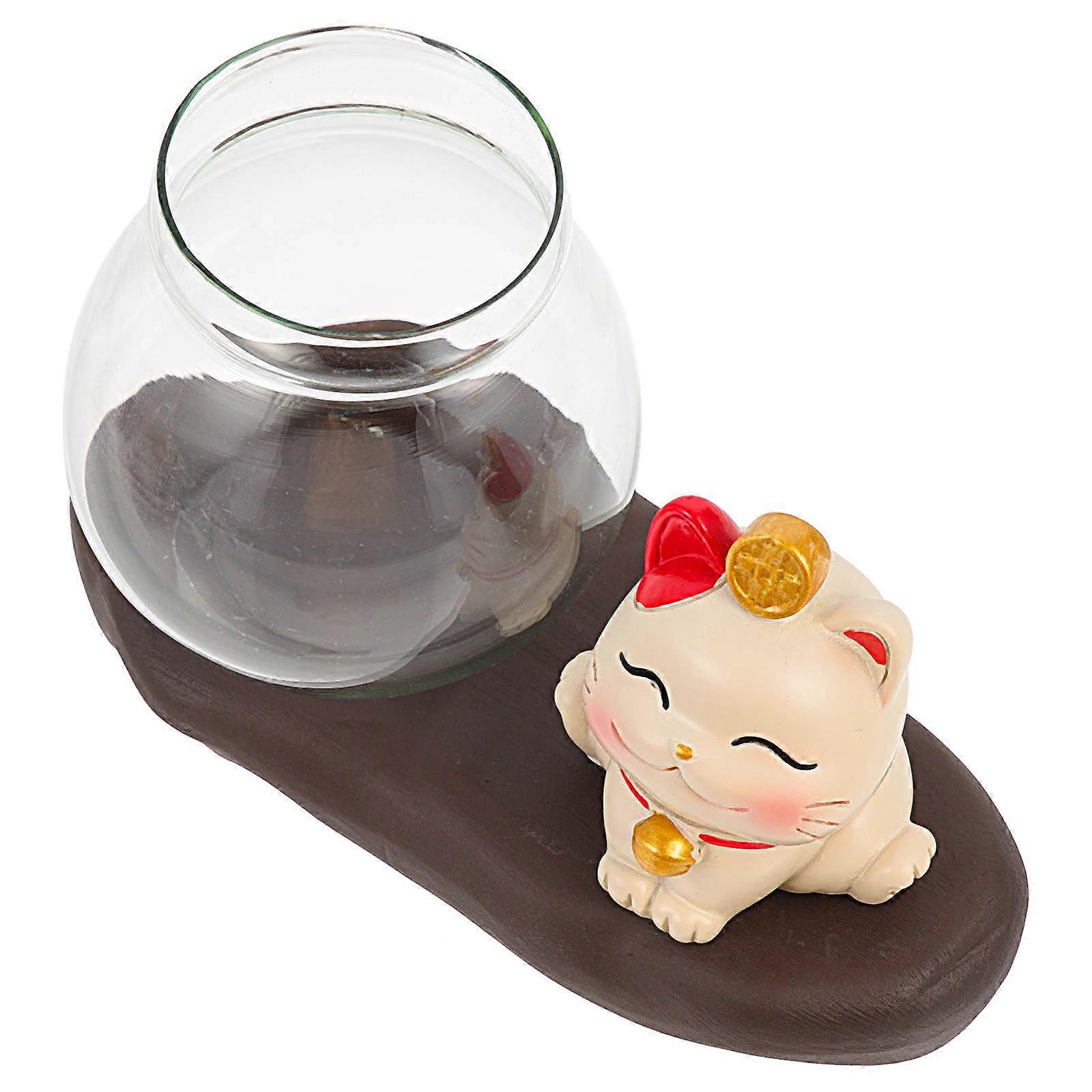 Luck Cat Vase Resin Hydroponic Vase for Home Desk 2Pcs Assorted Color Decorative