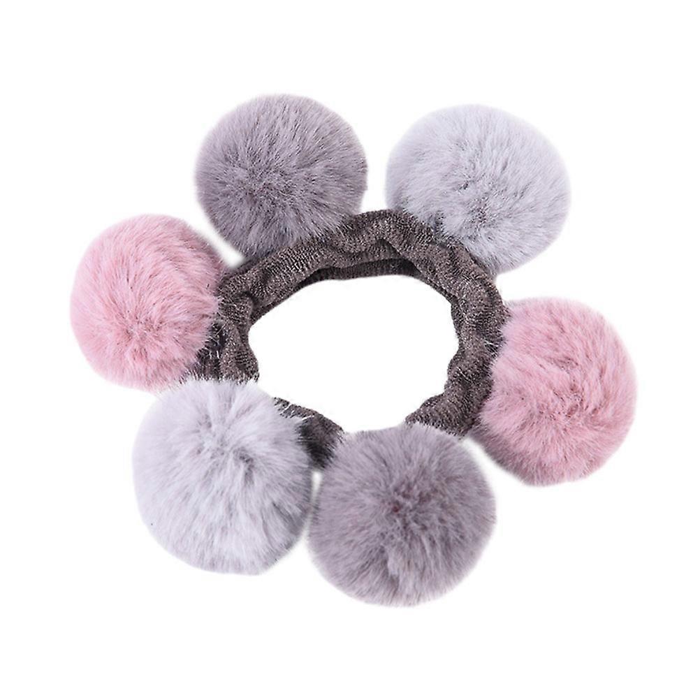 Ponytail Holder Plush Ball Elastic Hair Bands for Children 3Pcs Multicolor Pack