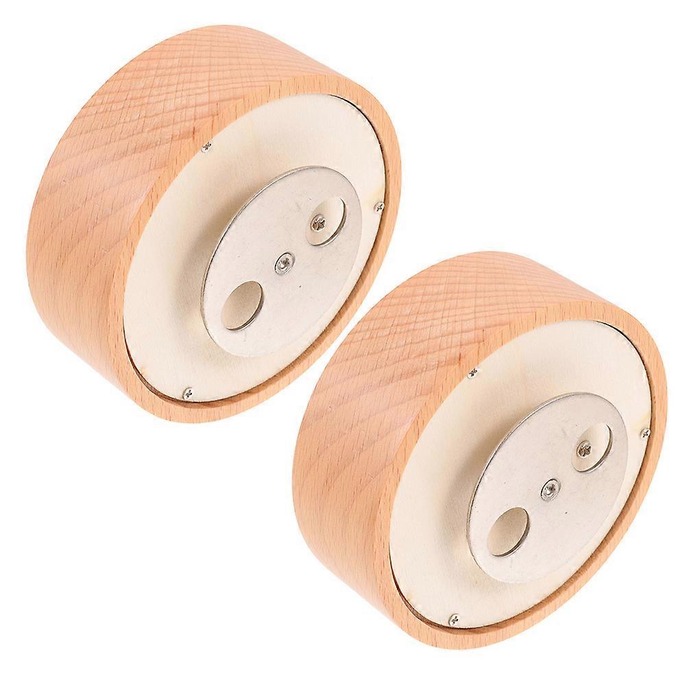 DIY Musical Box Base Wood Alloy Rotatable for 2Pcs Round Music Box