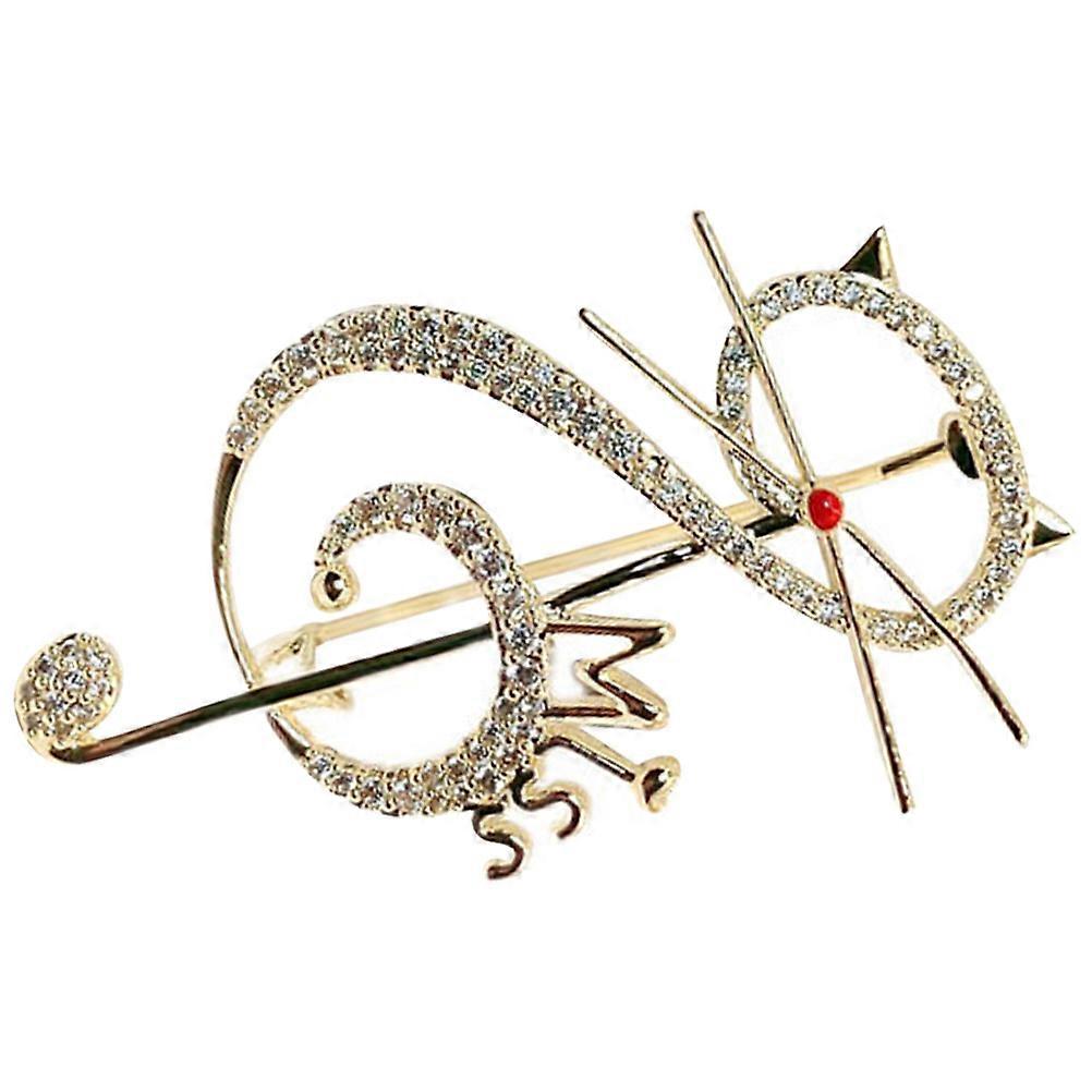 Cat Lapel Pin Zircon Copper Material Date Special Occasions 1Set
