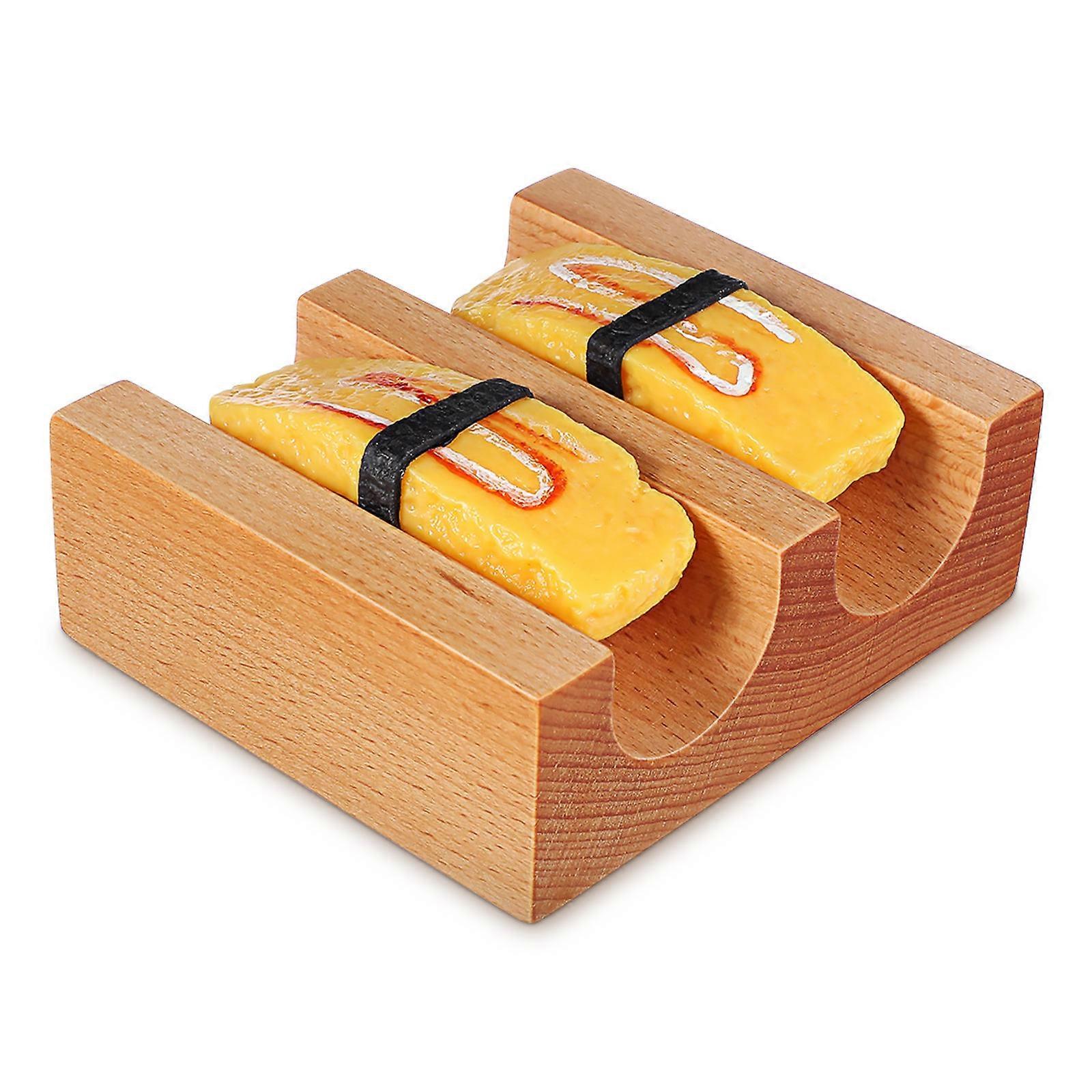 Wooden Sushi Stand for Food Display 2Pcs Hand Roll Sushi Holder