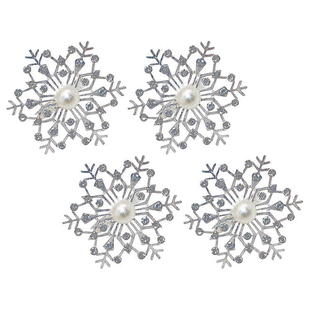 Snowflake Napkin Rings Christmas Alloy for 4Pcs Party Table Decoration