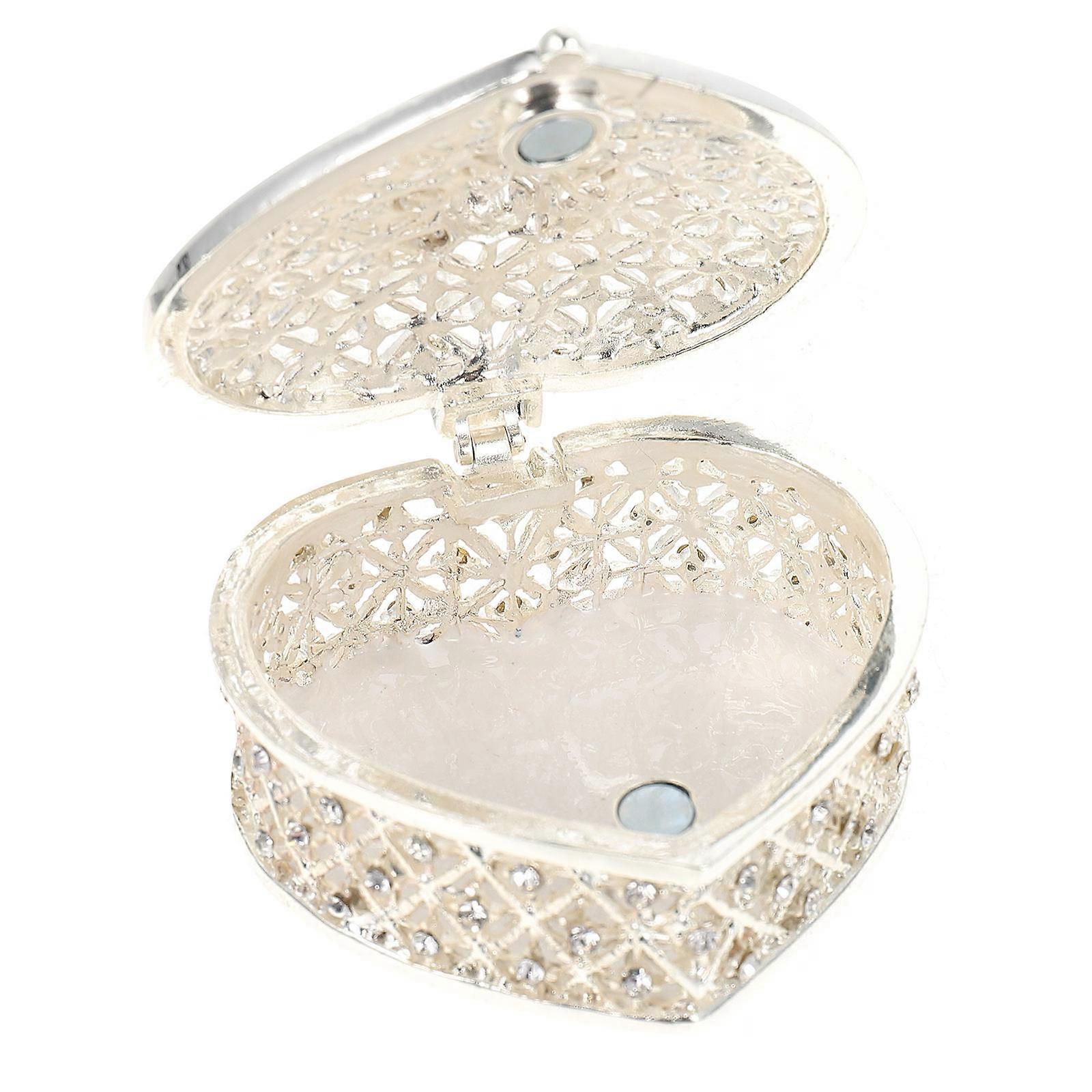 Jewelry Box Decorative Earring Case for Storage 2Pcs Silver Heart Shape