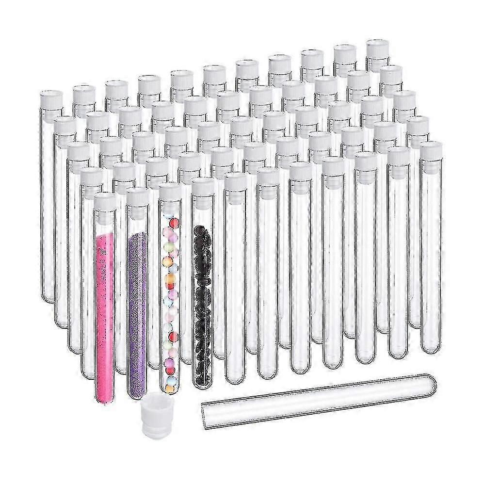 100pcs Clear Plastic Test Tubes 25ml with Lids 16x150mm Science Lab Vials for Experiments
