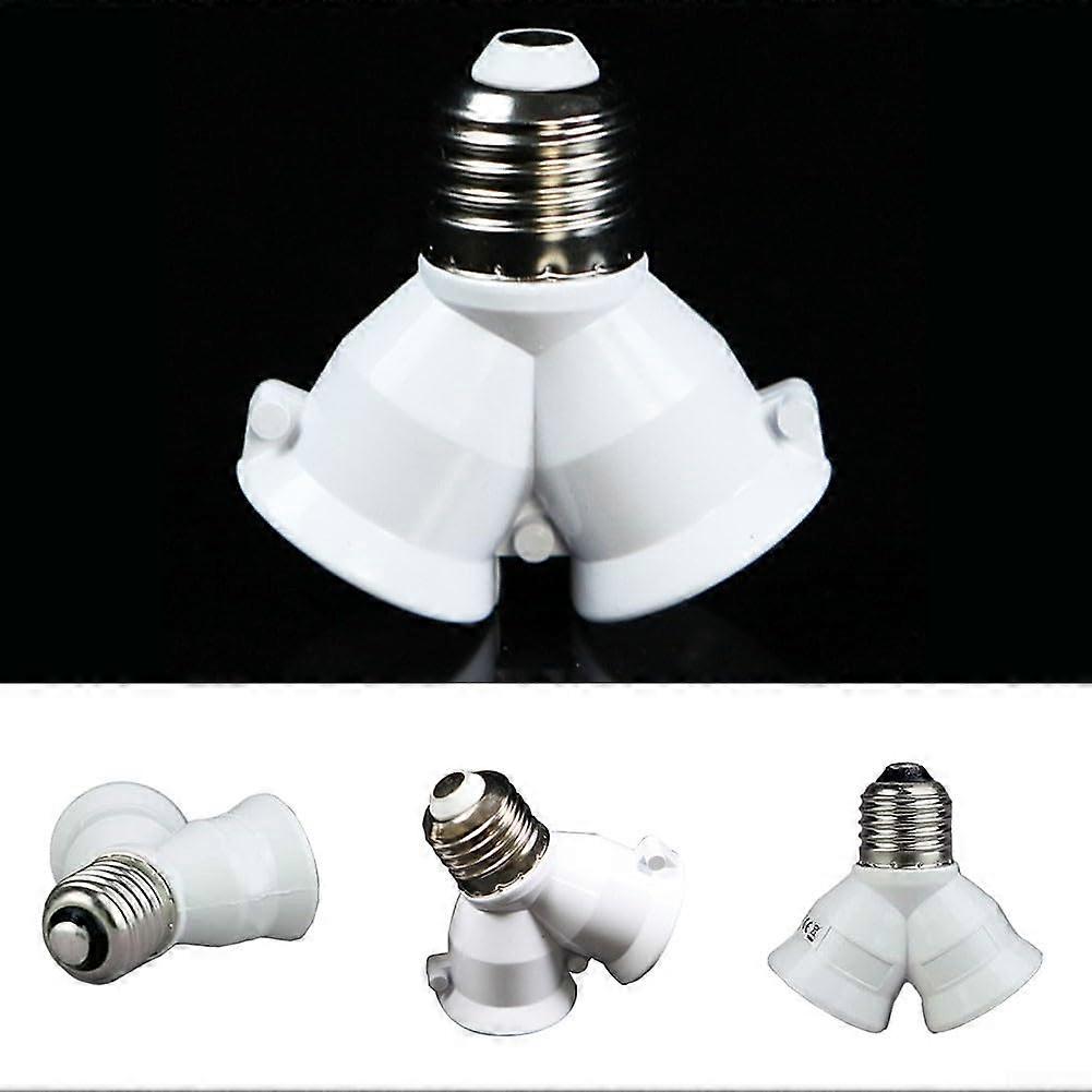 Bulb Base Stand E27 To Dual E27 Socket Splitter Adapter For Double Lighting Output Compatible With Standard E27 Bulbs