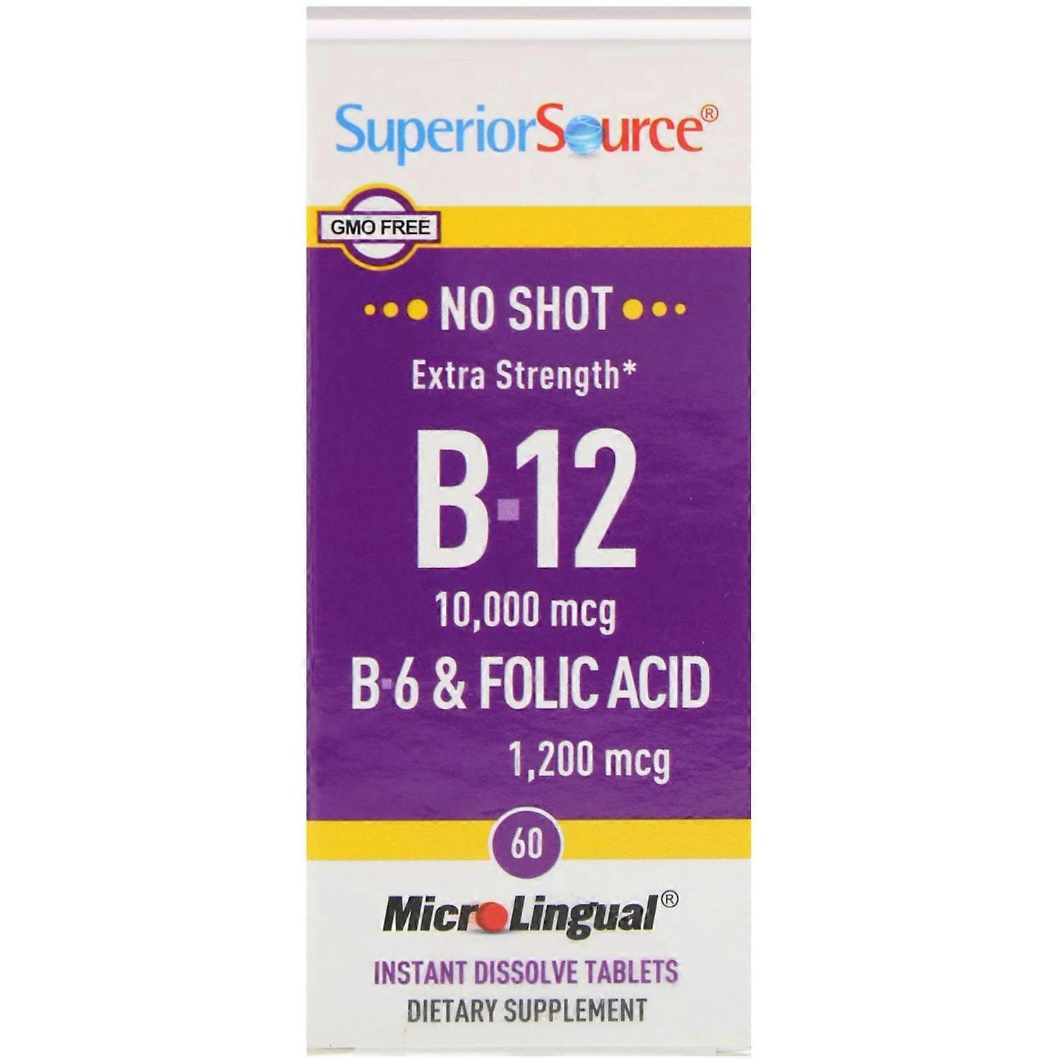 Superior Source, Extra Strength B-12, B-6 & Folic Acid, 10,000 mcg / 1,200 mcg,